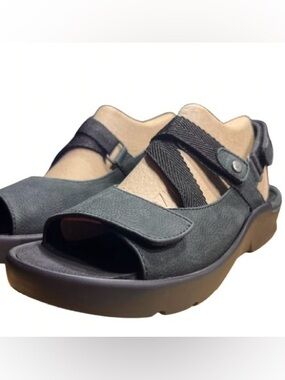 Wolky Lisse Womens Comfort Sandals Black Strappy Slingback Wedge Size 9 EU 40
